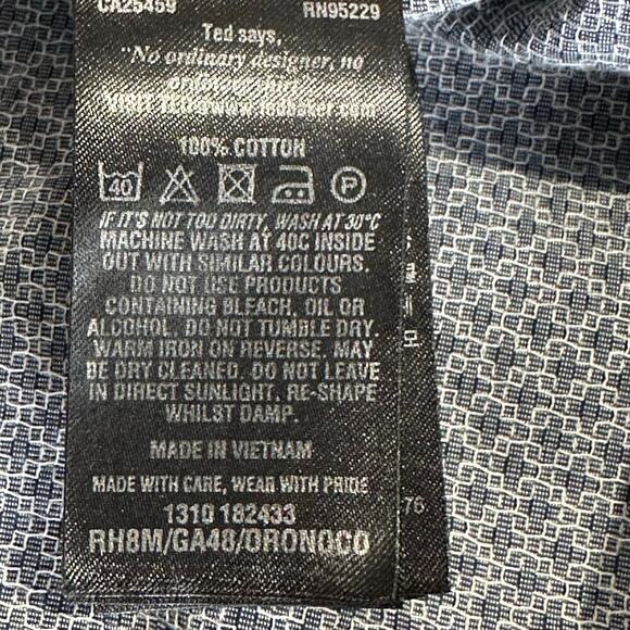 Ted Baker Endurance Mens Shirt 17, 32/33 Gray Blue Flip Cuff Button Up Geometric - Picture 5 of 15